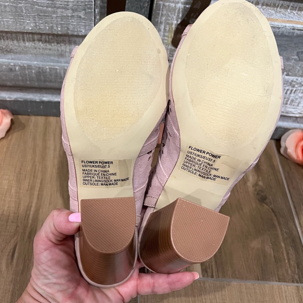 JUSTFAB Flower Power Light Pink Peep Toe Bootie Size 7 VGC! - Picture 7 of 8